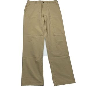 Izod Mens Pants 34 x 34 (34 x 32 Measuring) Khaki Chinos Straight Leg Flat Front